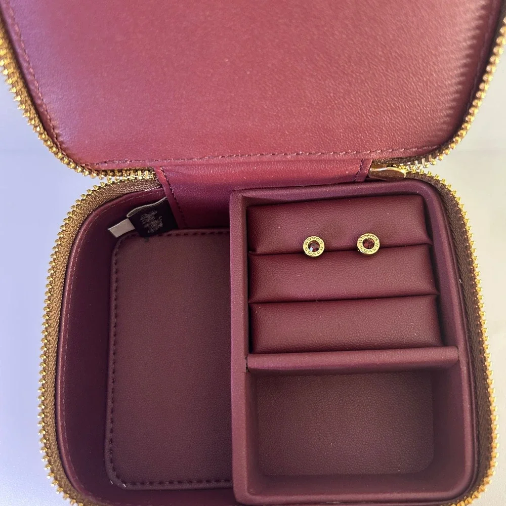 Coach Boxed Large Jewelry Box Brown Floral Signature Canvas Excellent